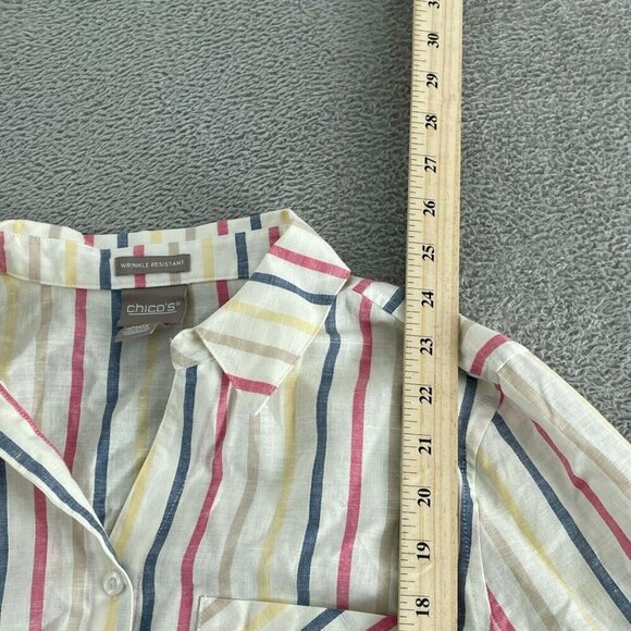 Chicos Womens Wrinkle Resistant Striped Button-Down Shirt Size 1 (M) 4579 - Picture 5 of 8